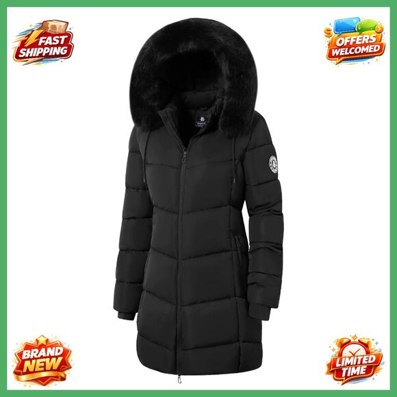 Women's Winter Puffer Coat Fleece Lined Waterproof Parka Detachable Hood